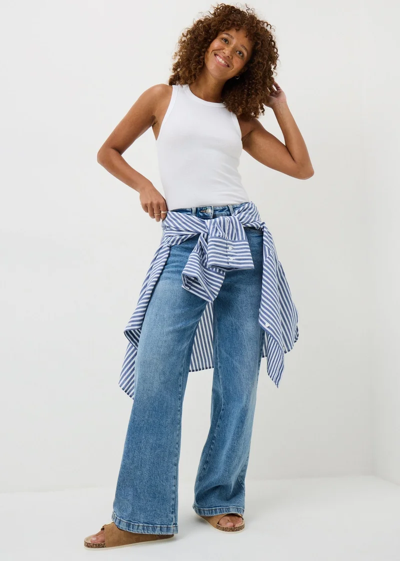 ماتلان White High Neck Ribbed Vest Top